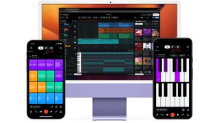 BandLab products on the screens of two smartphones and a PC