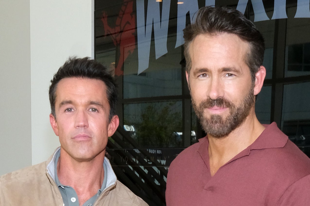 Rob McElhenney and Ryan Reynolds at a ‘Welcome to Wrexham’ event in Los Angeles in April 2023