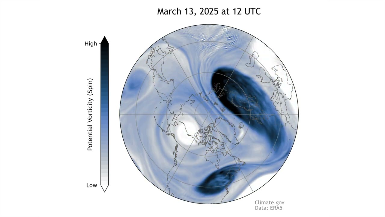 Polar vortex slides off the pole toward Northern Europe (March 2025) - YouTube
