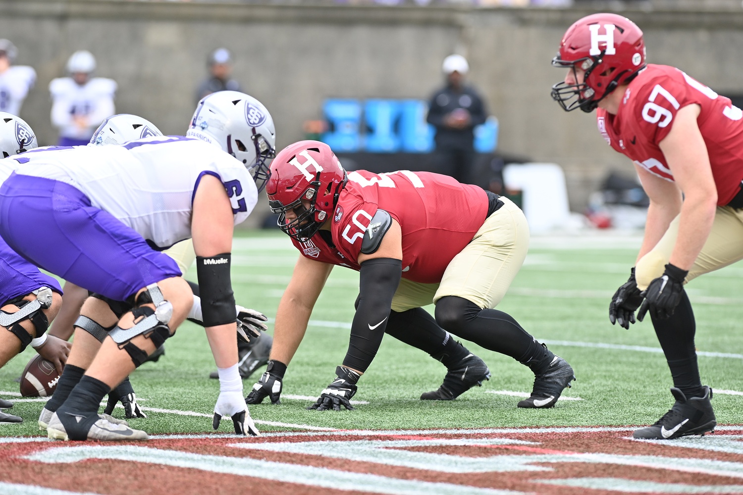 Griffith lines up for a snap against St. Thomas.
