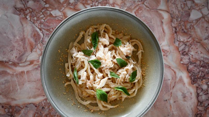 Spanner crab and hand-rolled noodles at Supernormal Brisbane.