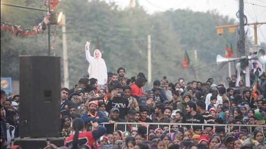 A BJP rally in Delhi in January 2025. (HT Archive)