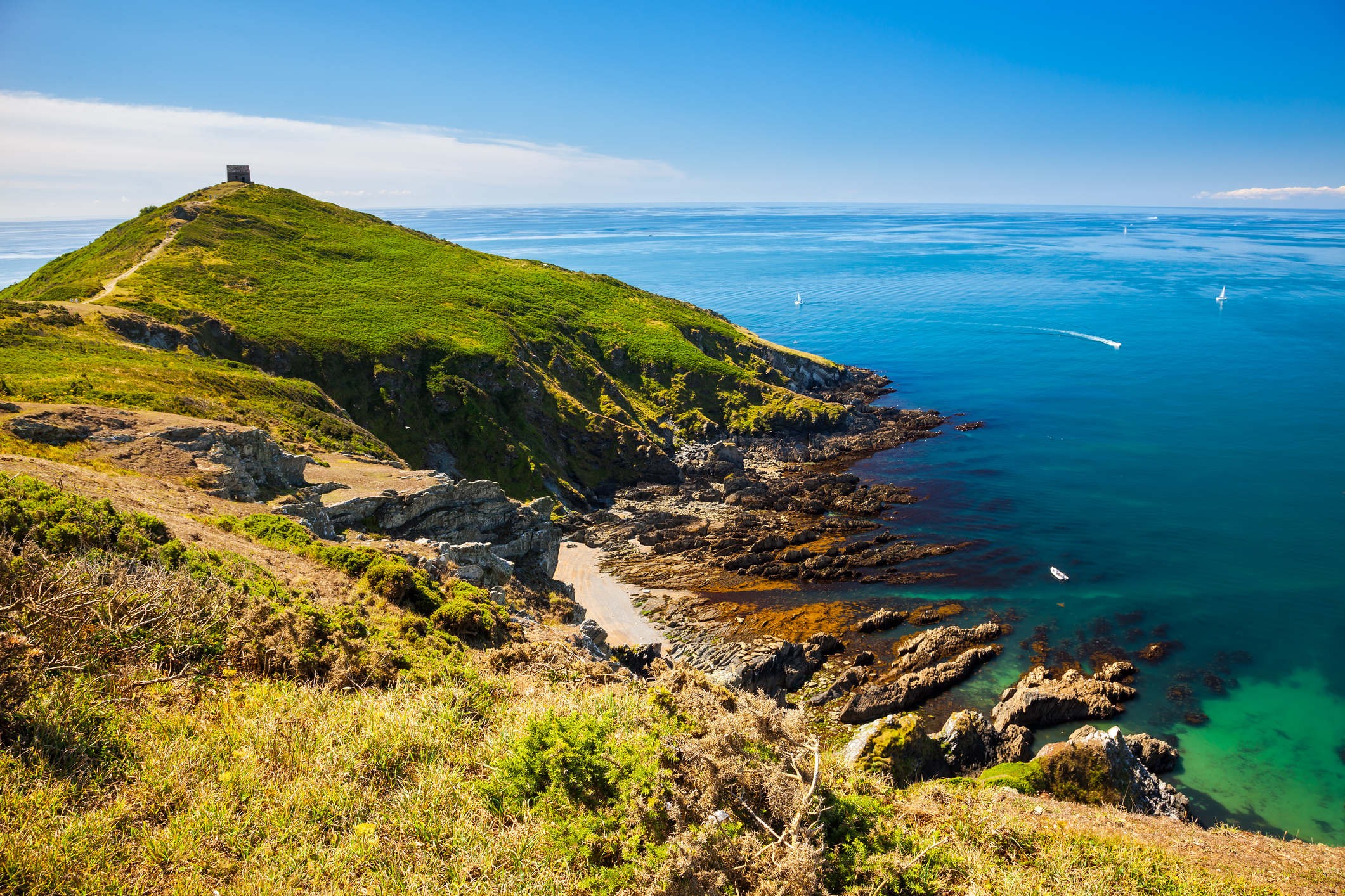 Rame Head at the start of Whitsand Bay as seen from the coast path