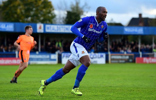 Jefferson Louis of Wealdstone celebrates scoring