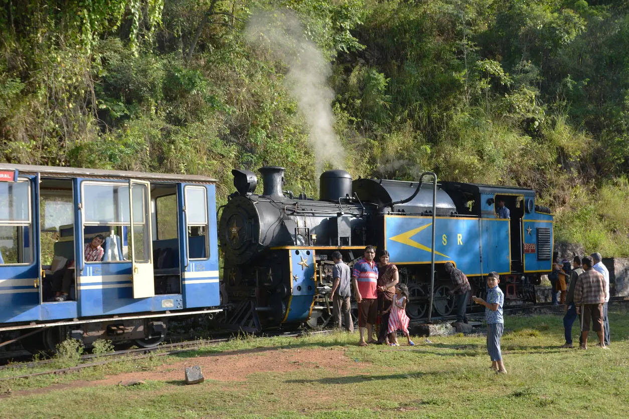 Tourists in front of famous toy train in the Nilgiris Credit iStock
