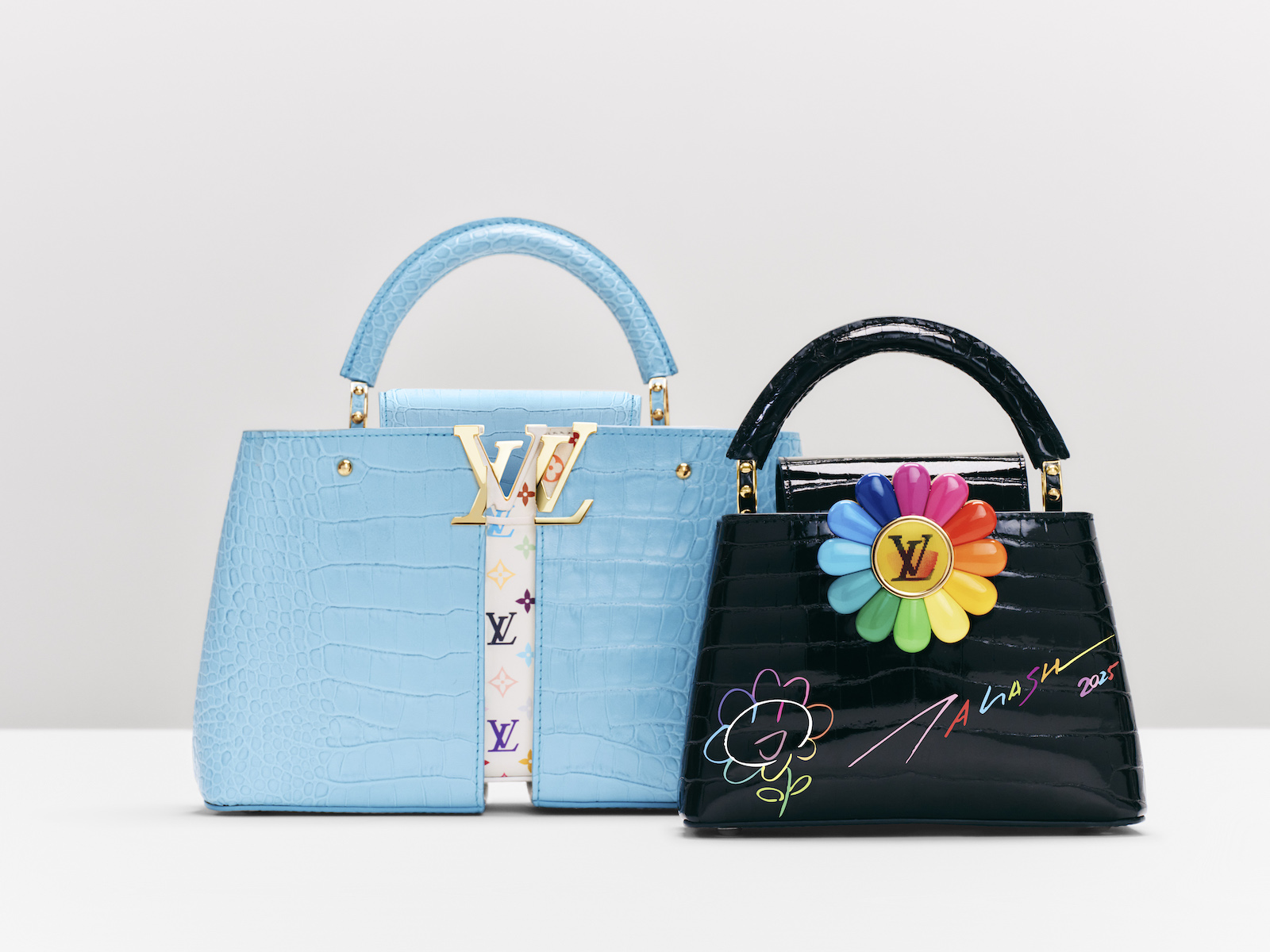 Bags featured in Takashi Murakami’s new collaboration with Louis Vuitton, “Artycapucines VII.”