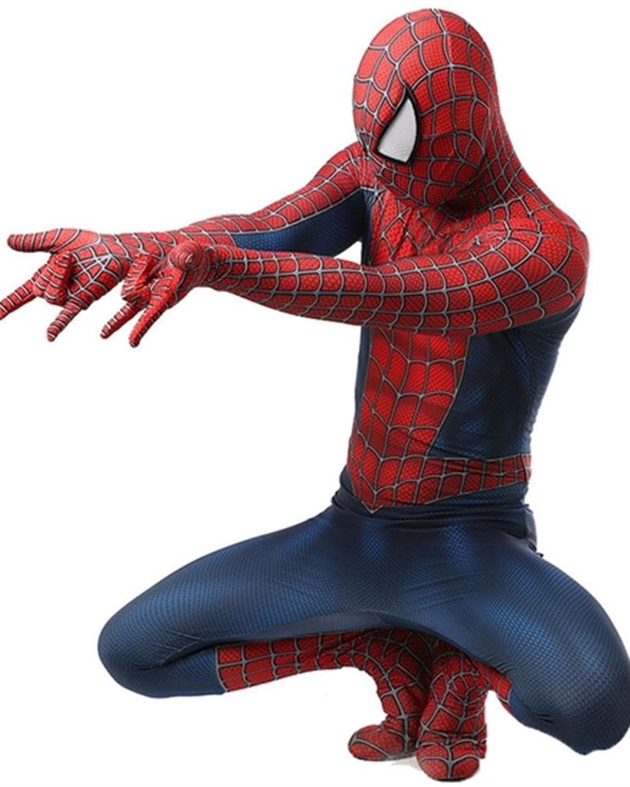 Spider-Man Stretch Spandex Costume with Hidden Zippers & Detachable Mask Spider-Man Stretch Spandex Costume with Hidden Zippers & Detachable Mask
