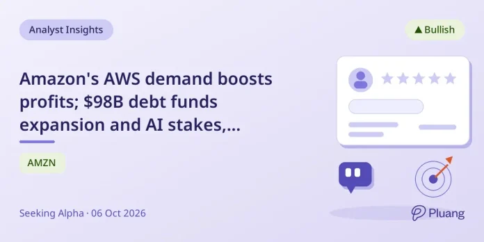 Amazon's AWS demand boosts profits; $98B debt f... Amazon's AWS demand boosts profits; $98B debt funds expansion and AI stakes, outlook remains strong.