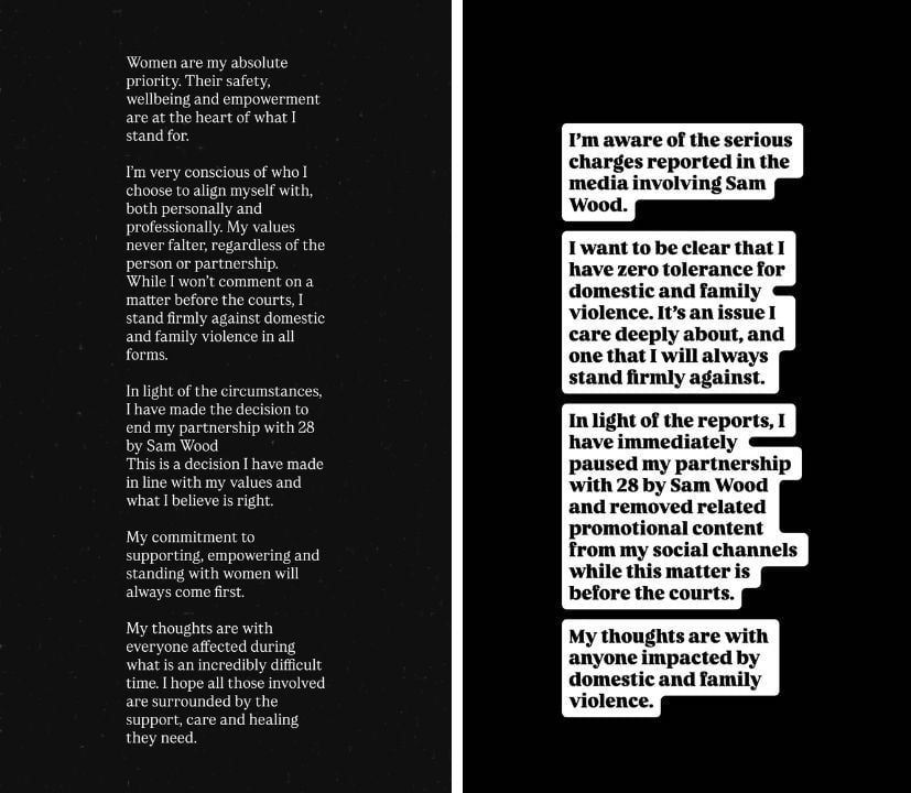 Jules Robinson and Tammin Sursok's statements