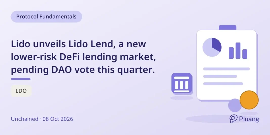 Lido unveils Lido Lend, a new lower-risk DeFi l… Lido unveils Lido Lend, a new lower-risk DeFi lending market, pending DAO vote this quarter.