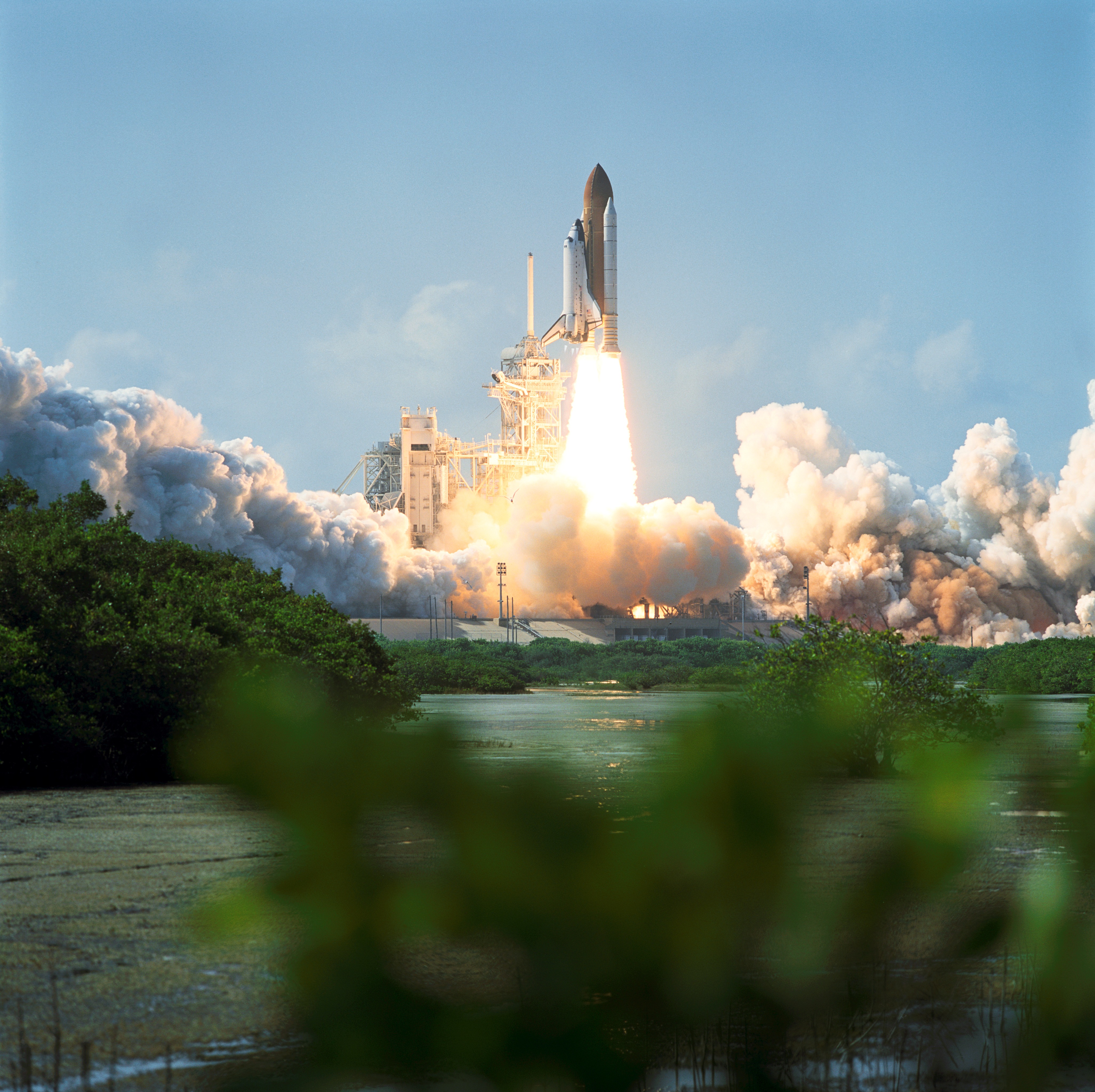 NASA's space shuttle Atlantis launches the STS-112 construction mission to the International Space Station from Kennedy Space Center's Pad 39B in Cape Canaveral, Florida on Oct. 7, 2002.