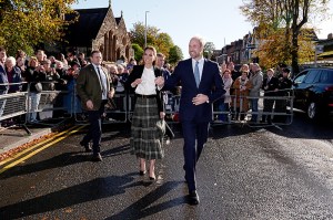 Kate Middleton wears Catherine Walker, Emilia Wickstead and more during a visit to Northern Ireland on Oct. 9 in Belfast, Northern Ireland.