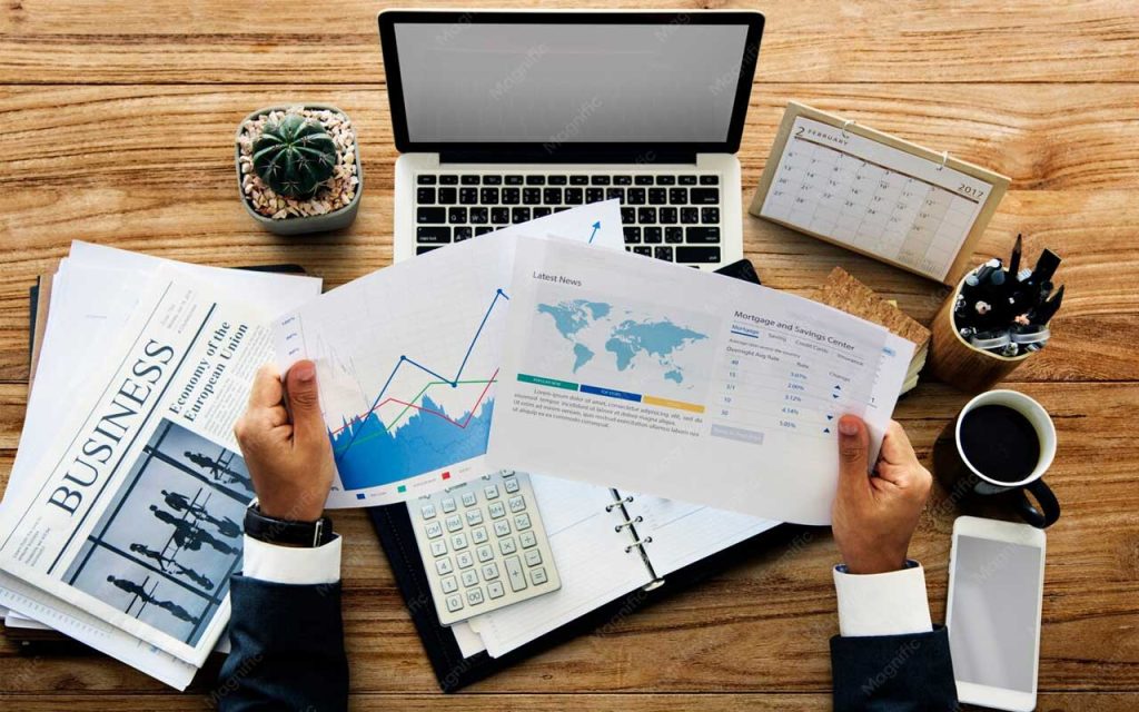 Illustration of portfolio research. | Stock Photo