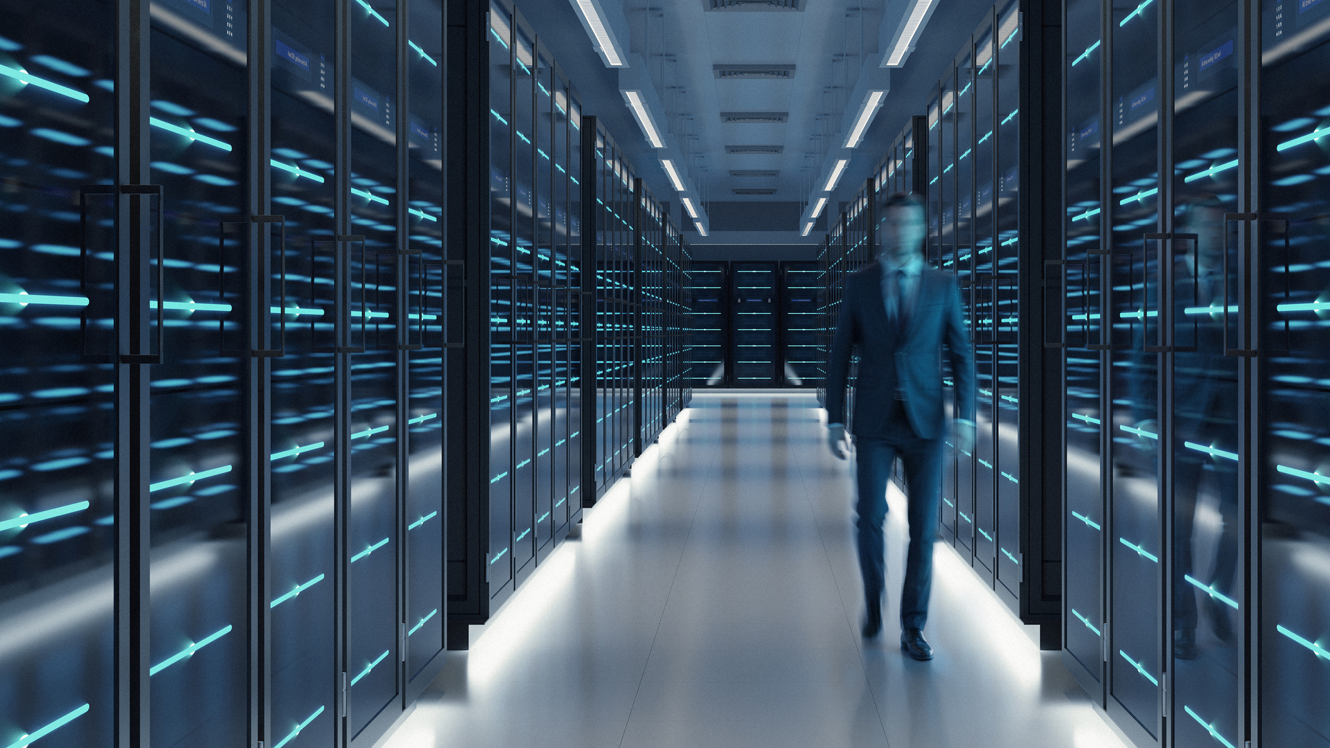 AWS plans 36-building data center campus in Pennsylvania as a A shimmering person in a data center