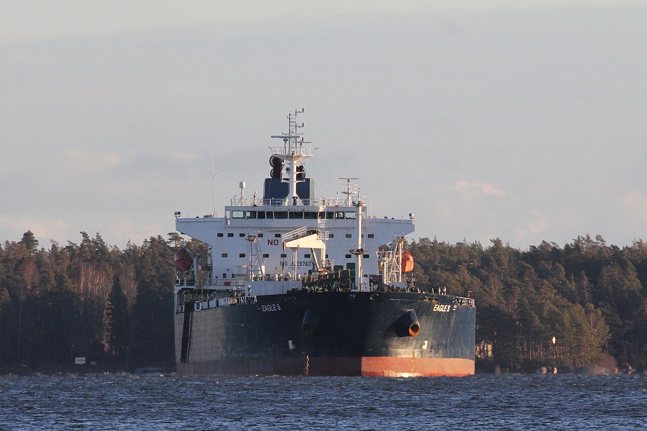 UK sanctions Russian oil firms, shadow fleet tankers and crypto The oil tanker Eagle S at Porvoo, Finland