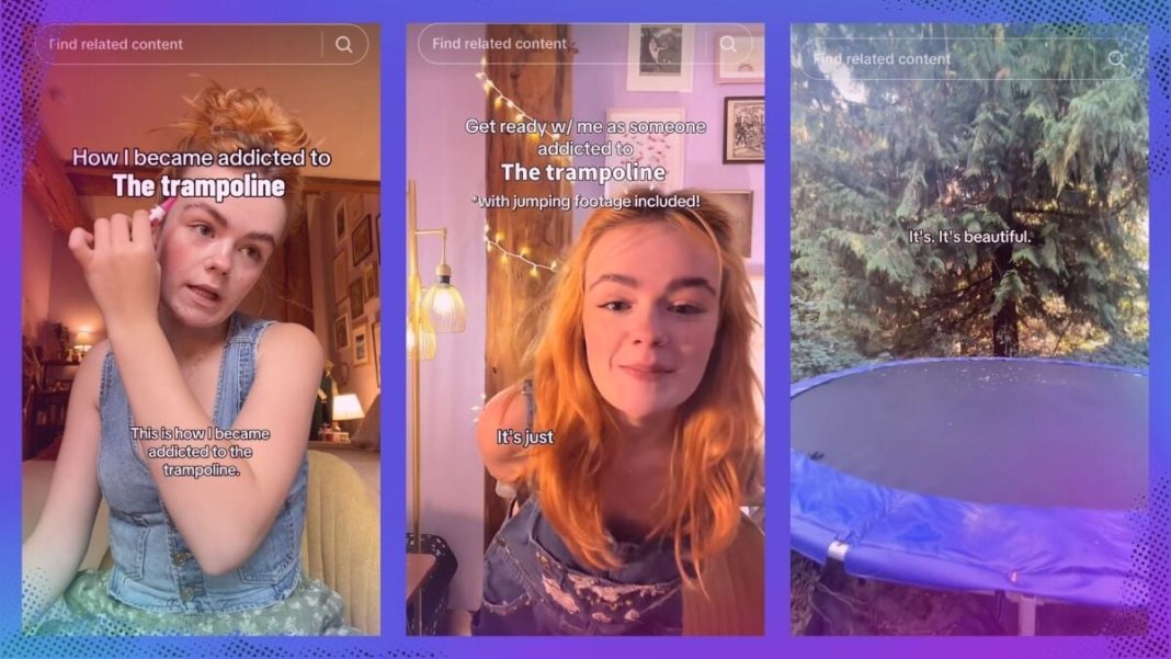 This TikTokker jumps on a trampoline every night. Has she figured out the secret to happiness? This TikTokker jumps on a trampoline every night. Has she figured out the secret to happiness?