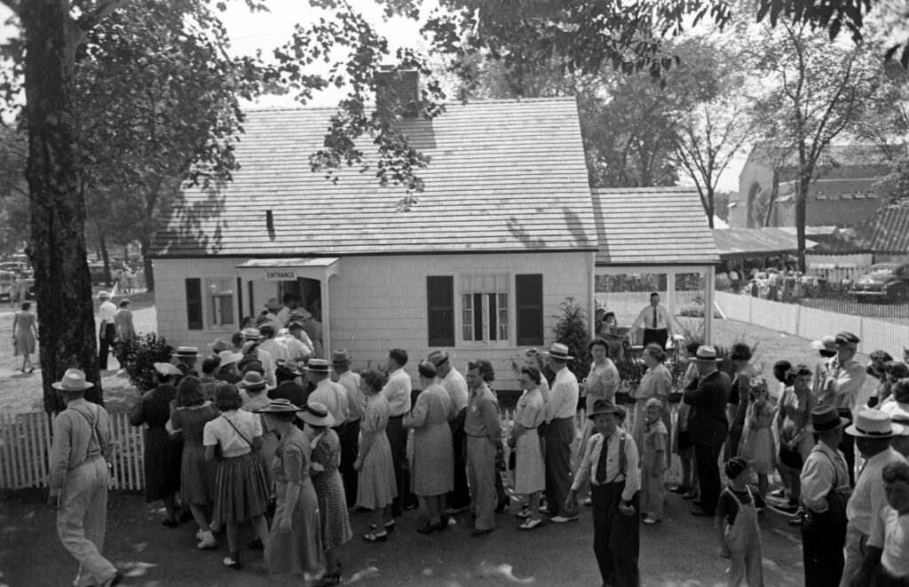 Visitors waited to get a look at "Ohio's Most Typical Farm Family," 1941.