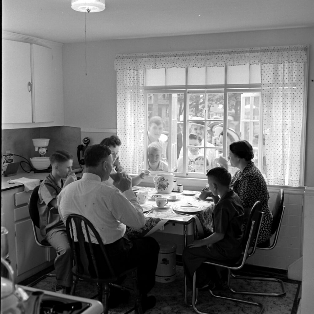 Visitors to the Ohio state fair looked in on "Ohio's Most Typical Farm Family," 1941.