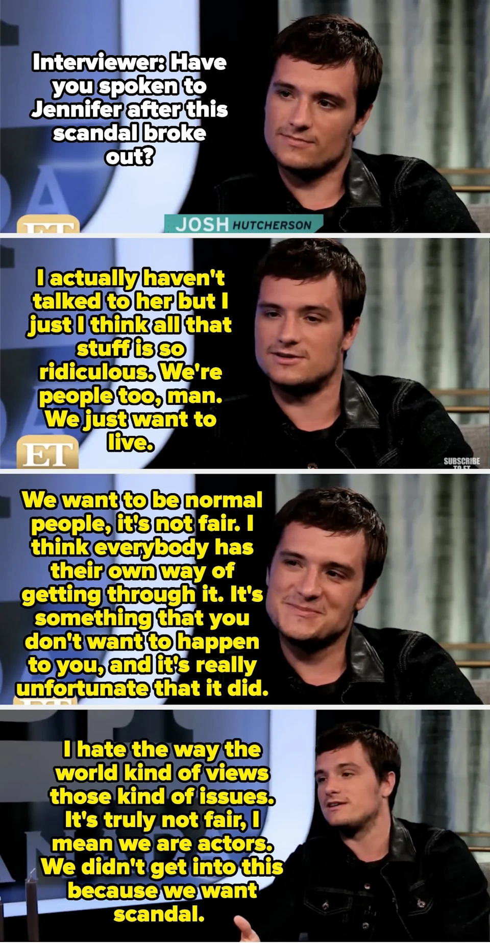 Person in a black jacket sits during an interview on Entertainment Tonight