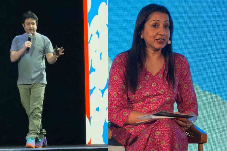 Dylan Field, CEO and co-founder of Figma. Meghna Kumar, sales director at Figma, who oversees the Asia-Pacific region, during Config India 2026 in Bengaluru