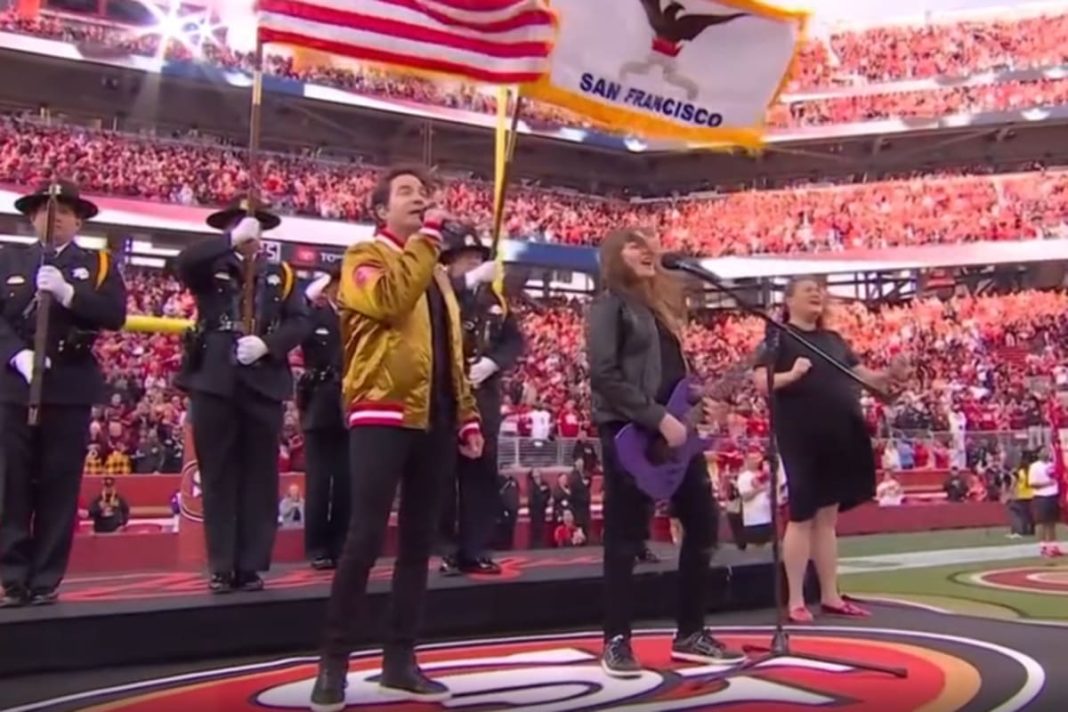 NFL fans eviscerate ‘worst national anthem ever’ on MNF by Grammy winner and teen son Apple App Store