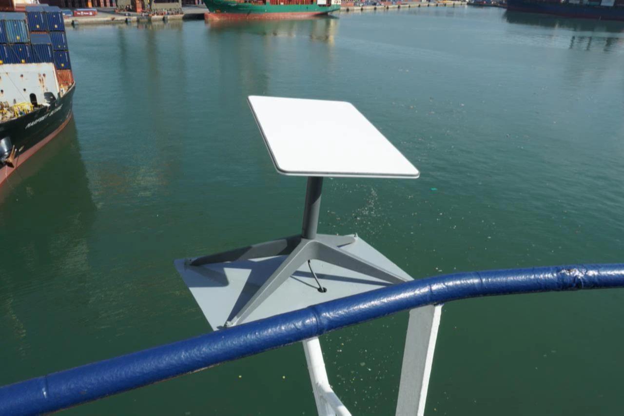 US NATO envoy says Starlink dispute in Ukraine is about White starlink antenna has been installed on the bridge wing of a container ship in Kingston, Jamaica, on May 8, 2024. (Adobe Stock Photo)