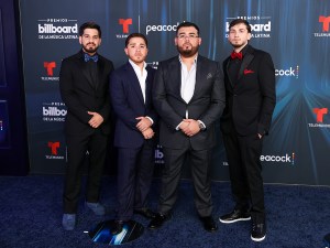Leonel Espinoza and Joel Espinoza (C L-R) of Hermanos Espinoza at the 2026 Billboard Latin Music Awards held at James L. Knight Center on October 22, 2026 in Miami, Florida.