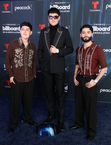 Leonardo Lomeli, Alejandro Ahumada and Rogelio Gonzalez of Clave Especial at the 2026 Billboard Latin Music Awards held at James L. Knight Center on October 22, 2026 in Miami, Florida.