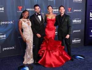 Chiky BomBom, Carlos Adyan, Aleyda Ortiz and Gabriel Coronel at the 2026 Billboard Latin Music Awards held at James L. Knight Center on October 22, 2026 in Miami, Florida.