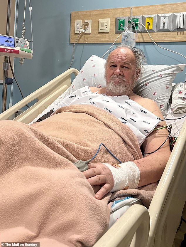 Thomas Sr recovering in a hospital bed after surgery in the Philippines last December