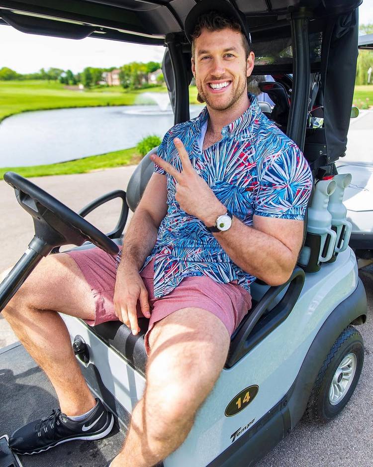 'The Bachelor's Clayton Echard in a golf cart