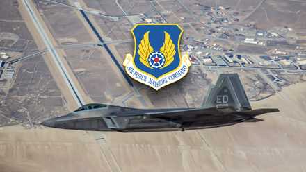 F-22 flying above Edward Air Force Base