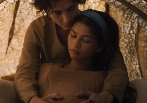 TIMOTHÉE CHALAMET as Paul Atreides and ZENDAYA as Chani in Warner Bros. Pictures and Legendary Pictures’ action adventure “DUNE: PART THREE,” a Warner Bros. Pictures release. Photo Courtesy Warner Bros. Pictures