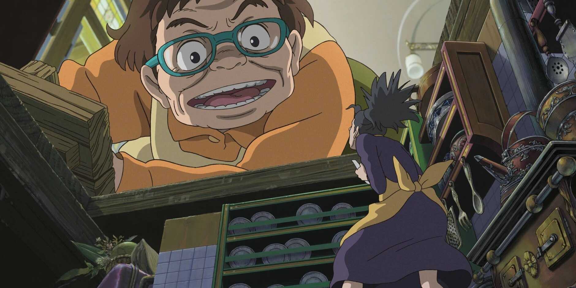 Haru discovering the borrowers in Studio Ghibli's The Secret World of Arrietty.
