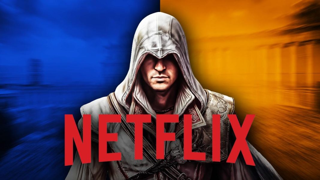 Netflix’s Assassin’s Creed Series Takes a Big Step Forward And Ubisoft Reveals New BTS Photo Assassins Creed Character, Netflix Logo.