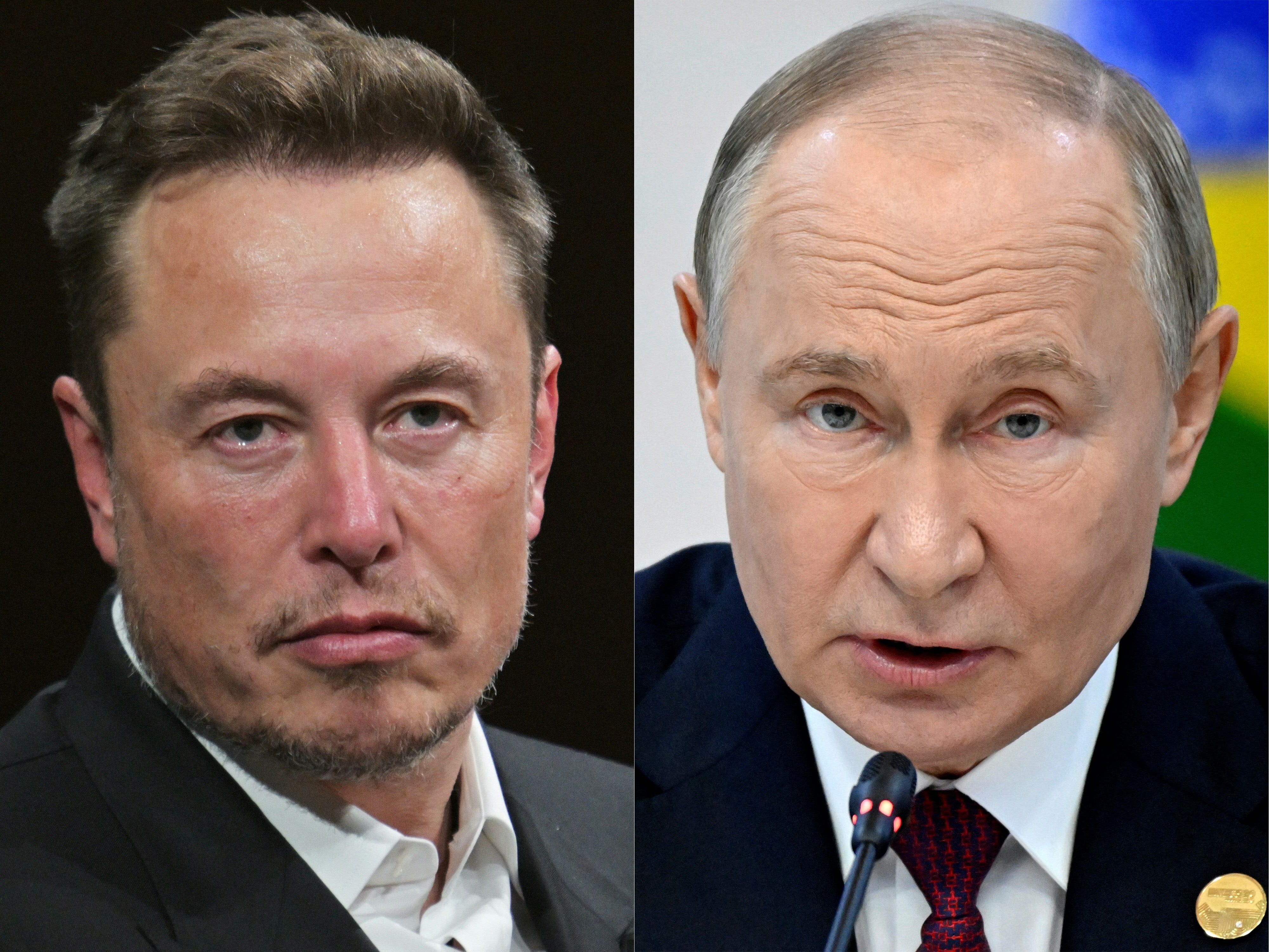 Putin (right) called SpaceX owner a ‘real genius’, weeks after Ukraine complained of speed restrictions hampering its ability to intercept Russian attack drones. Neither Musk or the US government have taken responsibility for imposing speed curbs