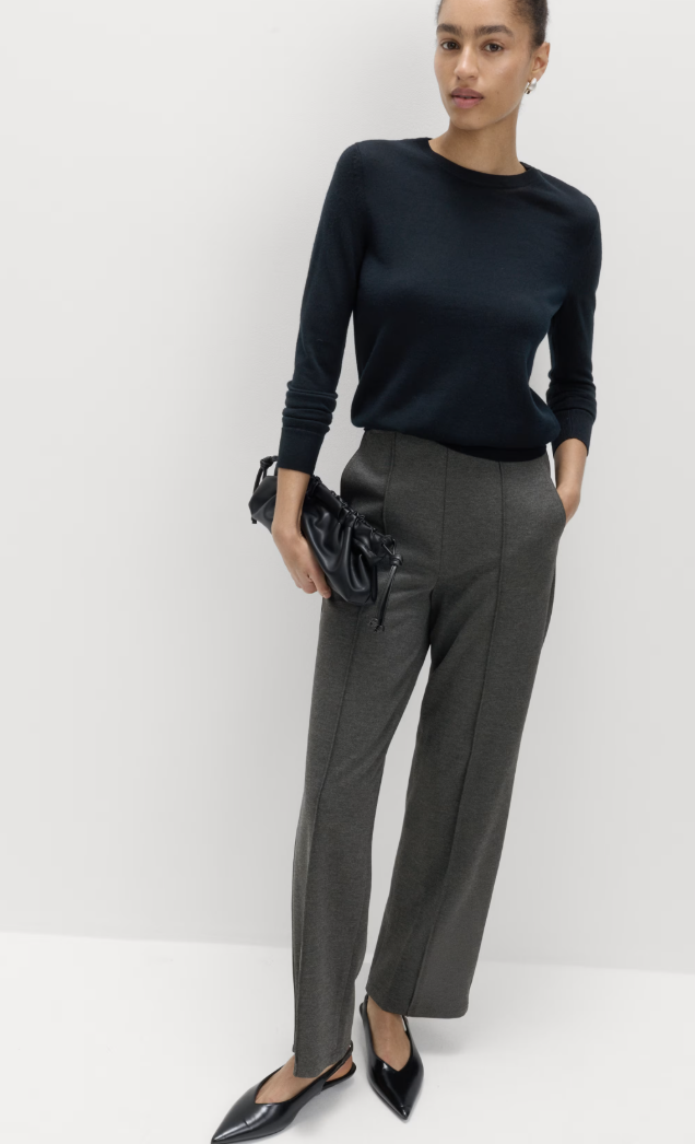 M&amp;S, Jersey Twill Straight Leg Ankle Grazer Trousers