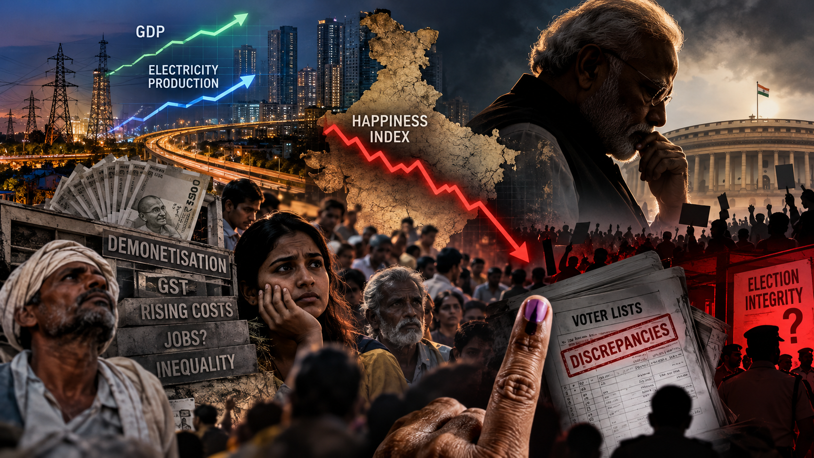 India’s Growth, Happiness, and Democracy Contrast India’s Growth, Happiness, and Democracy Contrast