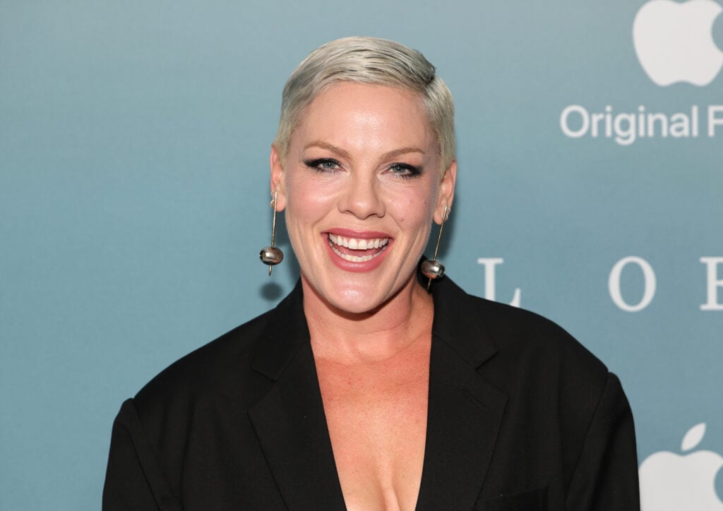 P!NK attends Apple's "All Of You" New York Premiere at The Whitby Hotel on September 17, 2025 in New York City.